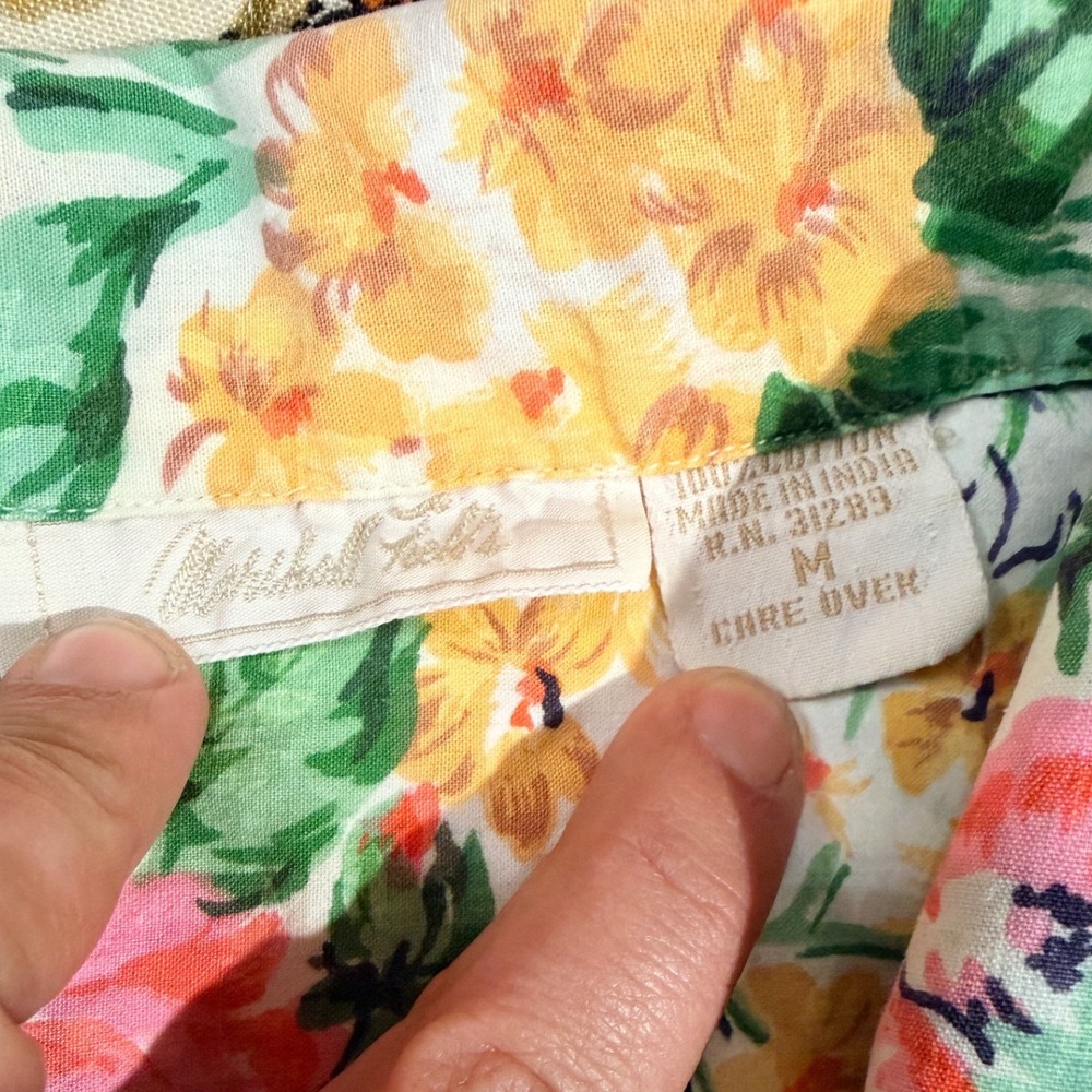 Marshall Field's VTG Floral Button Down Shirt 100% Cotton Short Sleeve Pink - S - Picture 3 of 6